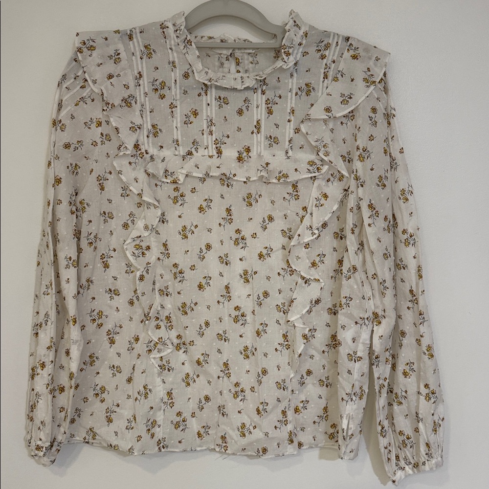 Veronica Beard Beth Top Floral Victorian Blouse 10